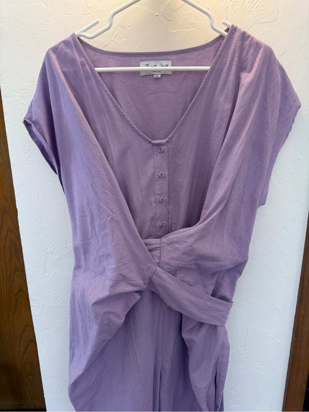 Lavender Button-Front Wrap Waist Jumpsuit